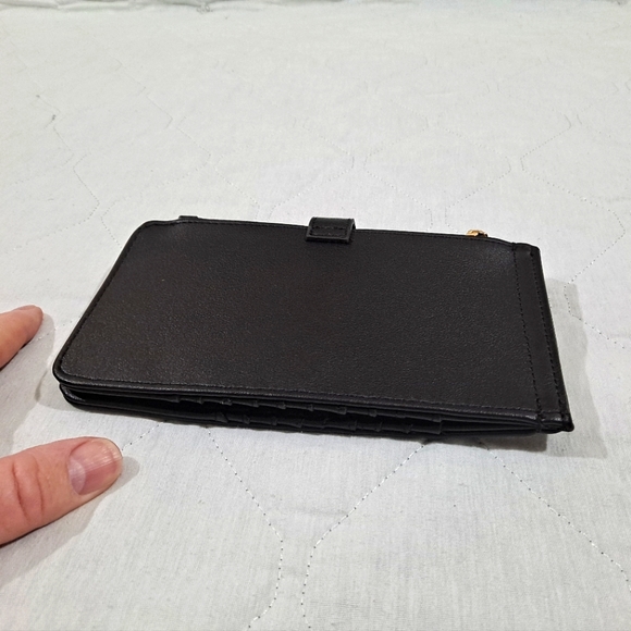 Tong Guang Purse Wallet 19 Credit Card Holder & 2 Zip Pockets Black/Gold Women's - Picture 3 of 8